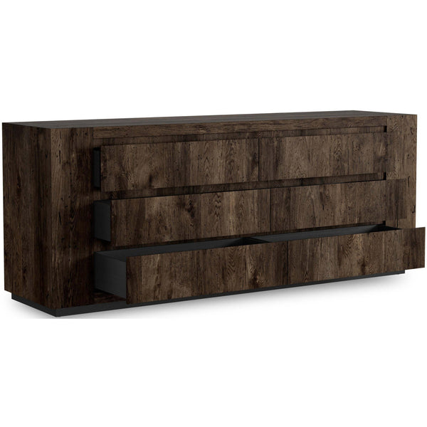 Home Fashion Abaso 6-Drawer Dresser Ebony Rustic Wormwood By Four Hands