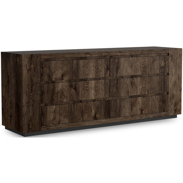 home fashion Abaso 6-Drawer Dresser Ebony Rustic Wormwood by Four Hands