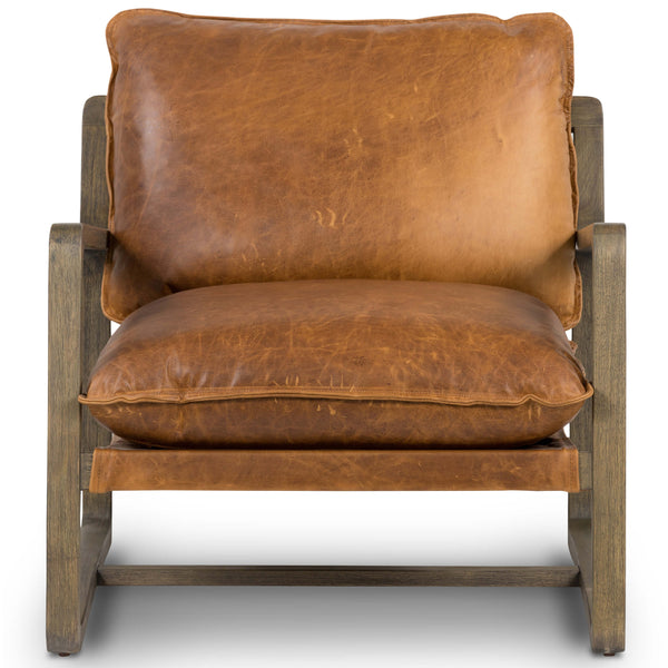 Home Fashion Ace Leather Chair Raleigh Chestnut By Four Hands