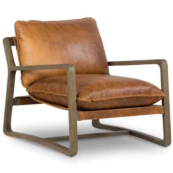 home fashion Ace Leather Chair Raleigh Chestnut by Four Hands