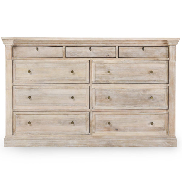 Home Fashion Adelaide 9 Drawer Dresser Natural White Wash