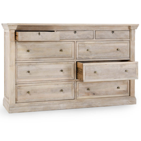 Home Fashion Adelaide 9 Drawer Dresser Natural White Wash