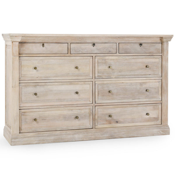 home fashion Adelaide 9 Drawer Dresser Natural White Wash