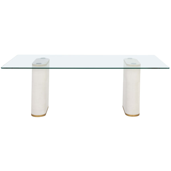 Home Fashion Aemond Rectangular Glass Top Dining Table White