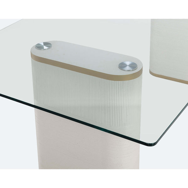 Home Fashion Aemond Rectangular Glass Top Dining Table White