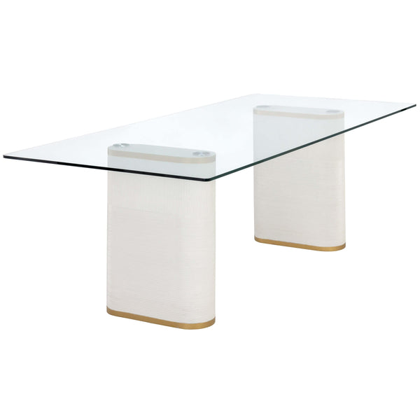 home fashion Aemond Rectangular Glass Top Dining Table White