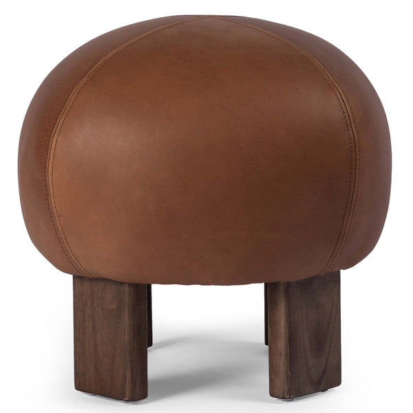 Home Fashion Alma Leather Ottoman Brickhouse Cognac By Four Hands