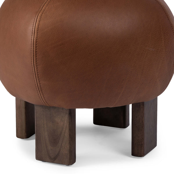 Home Fashion Alma Leather Ottoman Brickhouse Cognac By Four Hands