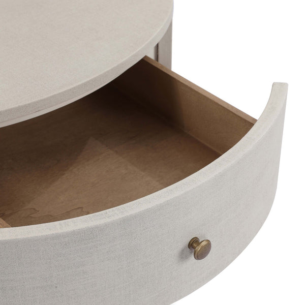 Home Fashion Amelia 1 Drawer Oval Nightstand Ivory Painted Linen By Four Hands