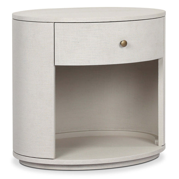 home fashion Amelia 1 Drawer Oval Nightstand Ivory Painted Linen by Four Hands
