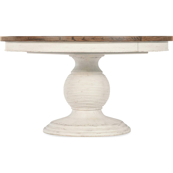 Home Fashion Americana Round Pedestal Dining Table W/22" Leaf Honey Top/Daisy Base
