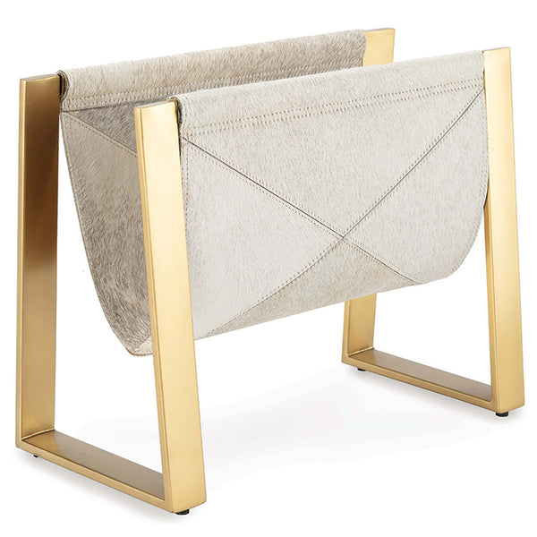 home fashion Andres Hair on Hide Magazine Rack Brass