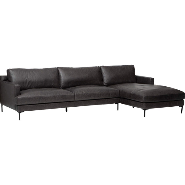 home fashion Ansel Leather Sectional Marseille Black