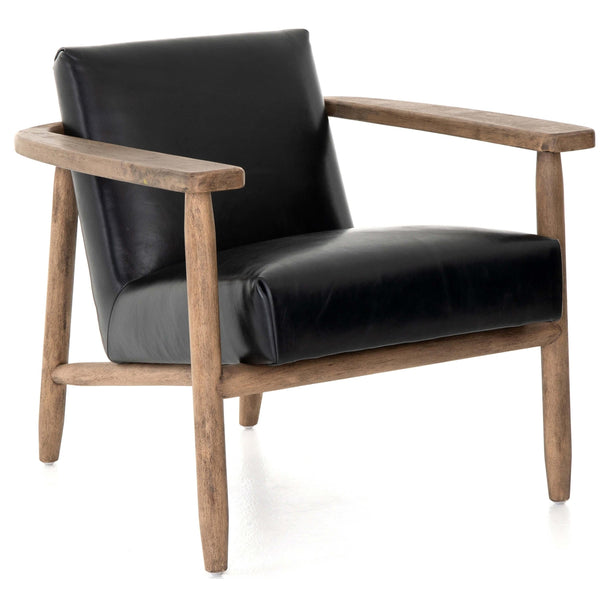 Home Fashion Arnett Leather Chair Dakota Black By Four Hands