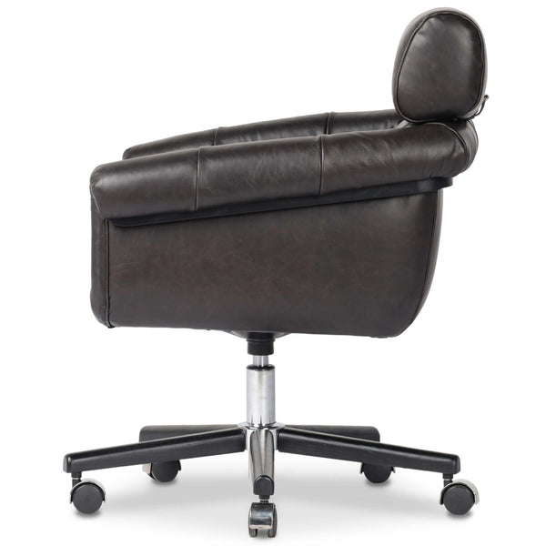 Home Fashion Arnold Leather Desk Chair Sonoma Black By Four Hands