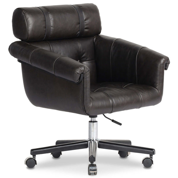 Home Fashion Arnold Leather Desk Chair Sonoma Black By Four Hands