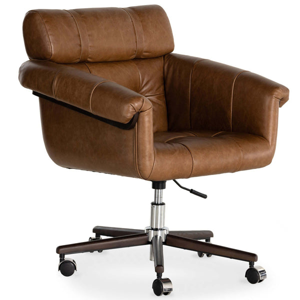 Home Fashion Arnold Leather Desk Chair Sonoma Chestnut By Four Hands