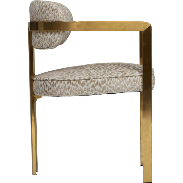 Home Fashion Athena Dining Arm Chair Cloud Beige/Brushed Gold