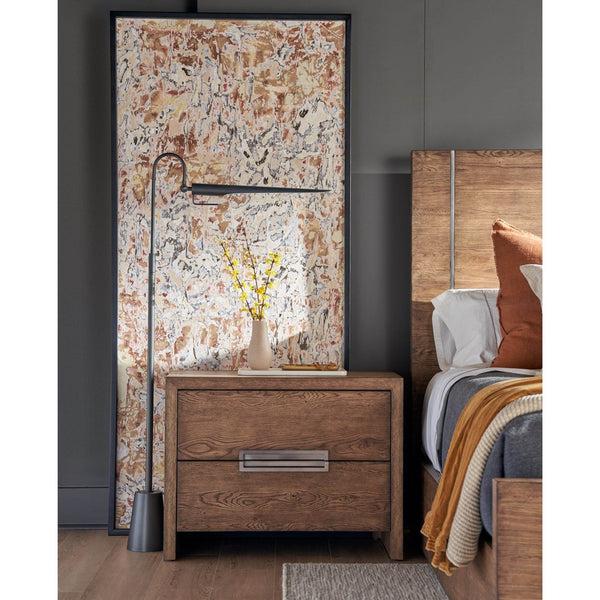 Home Fashion Atlas 2 Drawer Nightstand Medium Brown