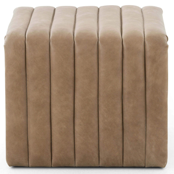 Home Fashion Augustine 21" Leather Ottoman Palermo Drift By Four Hands