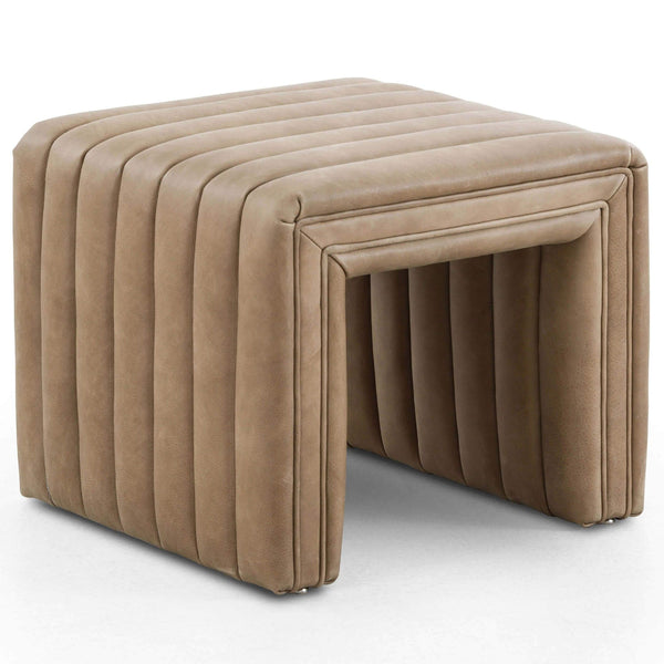 home fashion Augustine 21" Leather Ottoman Palermo Drift by Four Hands
