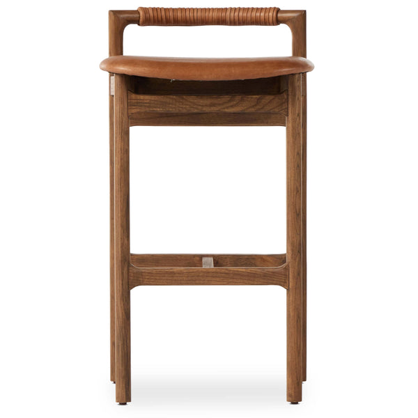 Home Fashion Baden Leather Bar & Counter Stool Haven Tobacco By Four Hands