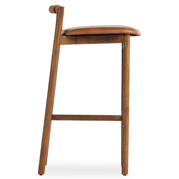 Home Fashion Baden Leather Bar & Counter Stool Haven Tobacco By Four Hands