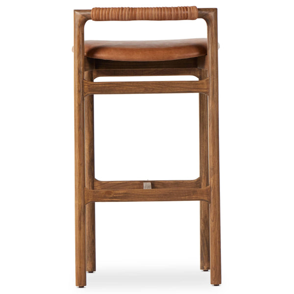 Home Fashion Baden Leather Bar & Counter Stool Haven Tobacco By Four Hands