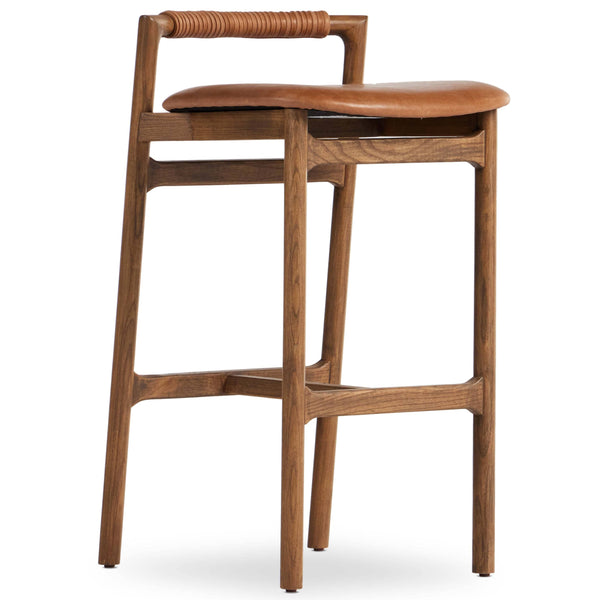 home fashion Baden Leather Bar & Counter Stool Haven Tobacco by Four Hands