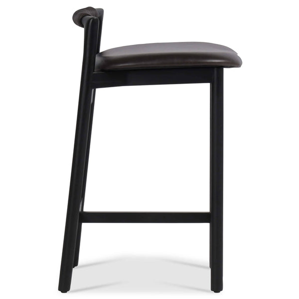 Home Fashion Baden Leather Bar & Counter Stool Sonoma Black By Four Hands