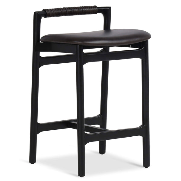 home fashion Baden Leather Bar & Counter Stool Sonoma Black by Four Hands