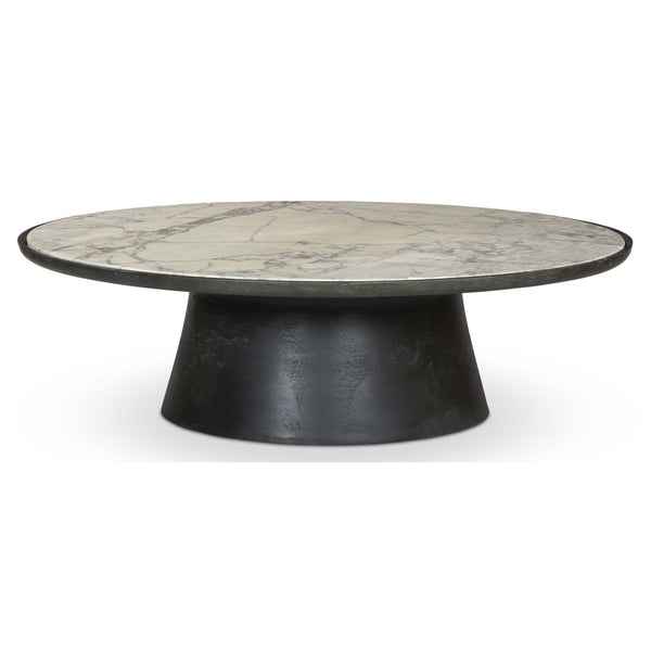 home fashion Balboa Outdoor Coffee Table Veined White Marble by Four Hands