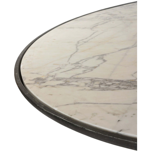Home Fashion Balboa Outdoor Dining Table Veined White Marble By Four Hands