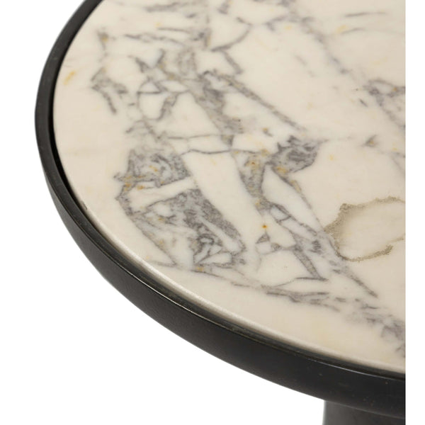 Home Fashion Balboa Outdoor End Table Veined White Marble By Four Hands
