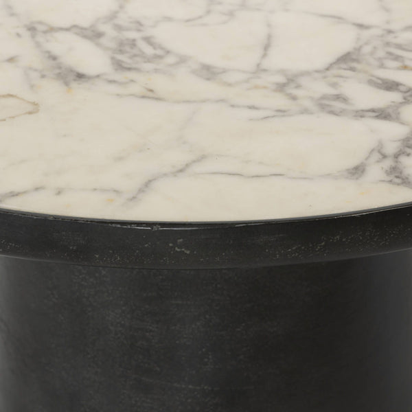 Home Fashion Balboa Outdoor End Table Veined White Marble By Four Hands