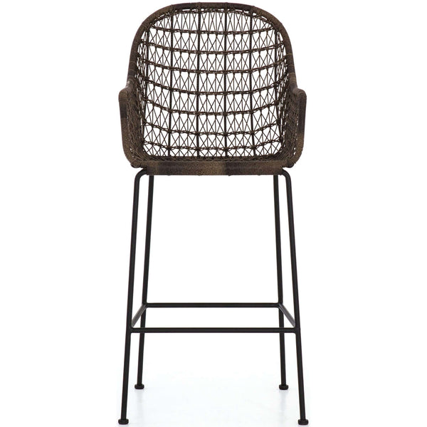 Home Fashion Bandera Outdoor Woven Bar & Counter Stool Distressed Grey By Four Hands