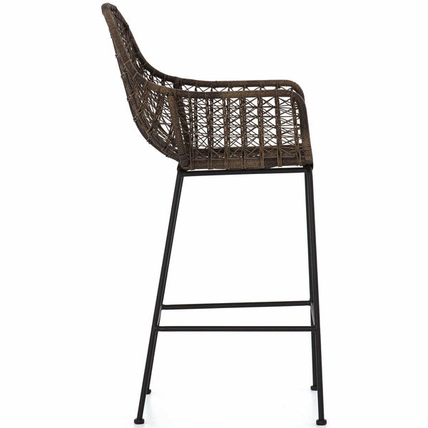 Home Fashion Bandera Outdoor Woven Bar & Counter Stool Distressed Grey By Four Hands
