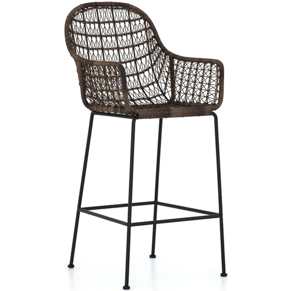 home fashion Bandera Outdoor Woven Bar & Counter Stool Distressed Grey by Four Hands