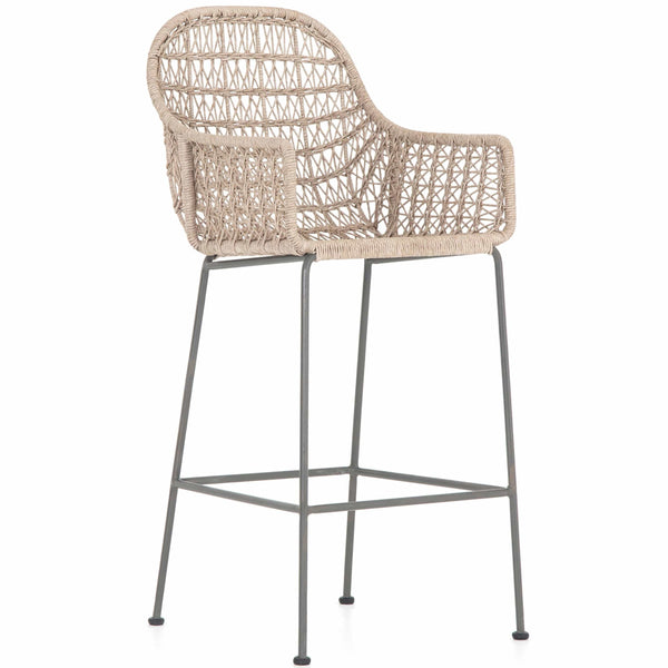 home fashion Bandera Outdoor Woven Bar & Counter Stool Vintage White by Four Hands