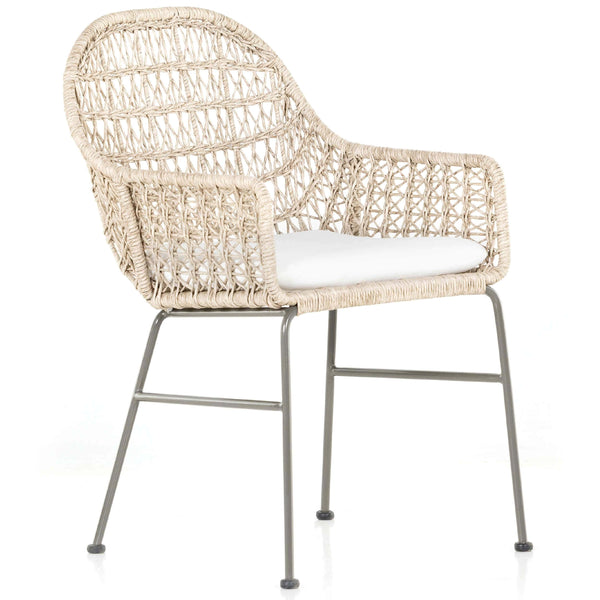 home fashion Bandera Outdoor Woven Dining Chair w/Seat Cushion Vintage White Set of 2 by Four Hands
