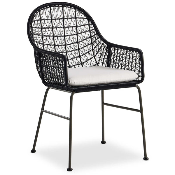 home fashion Bandera Outdoor Woven Dining Chair w/Seat Cushion Smoke Black Set of 2 by Four Hands