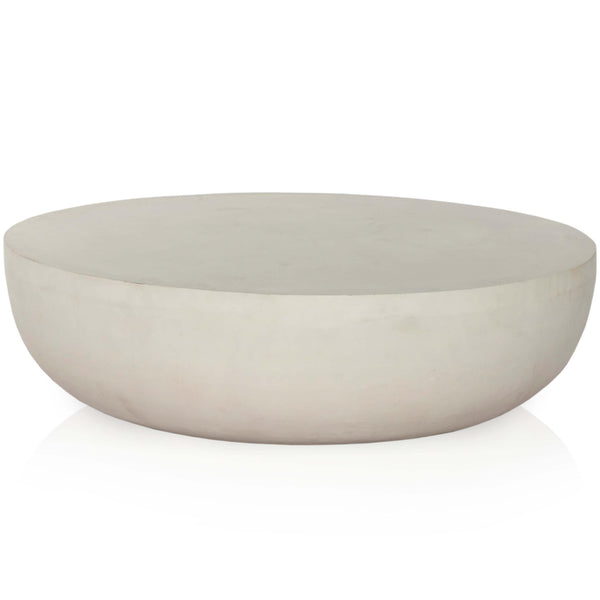 home fashion Basil Outdoor Round Coffee Table Matte White by Four Hands