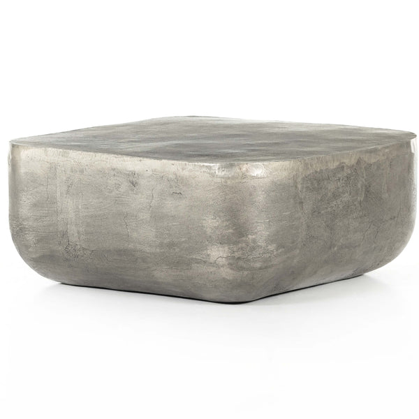 home fashion Basil Square Outdoor Coffee Table Raw Antique Nickel by Four Hands
