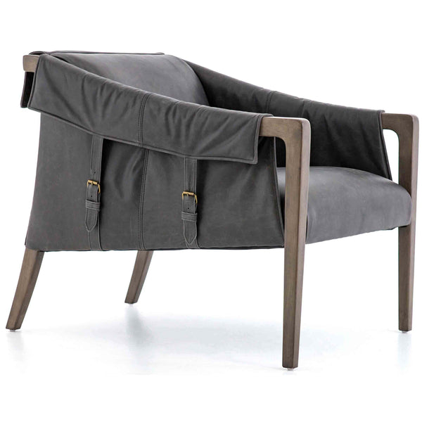 Home Fashion Bauer Leather Chair Chaps Ebony By Four Hands