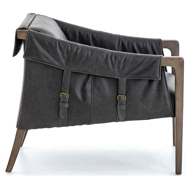 Home Fashion Bauer Leather Chair Chaps Ebony By Four Hands