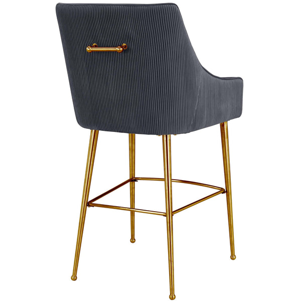 Home Fashion Beatrix Pleated Bar & Counter Stool Grey/Brushed Gold Base