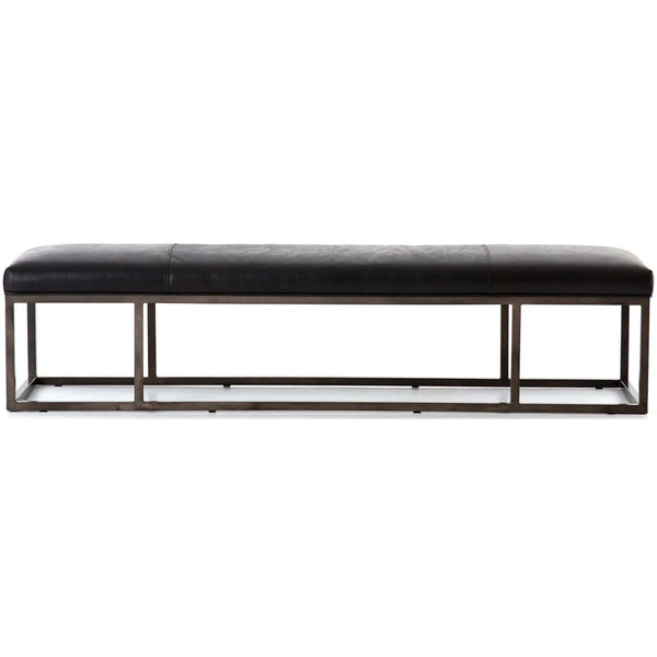 Home Fashion Beaumont Leather Bench Rider Black By Four Hands