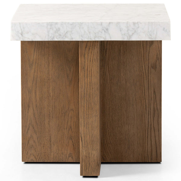 Home Fashion Bellamy End Table White Marble By Four Hands