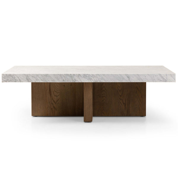 Home Fashion Bellamy Rectangular Coffee Table White Marble By Four Hands