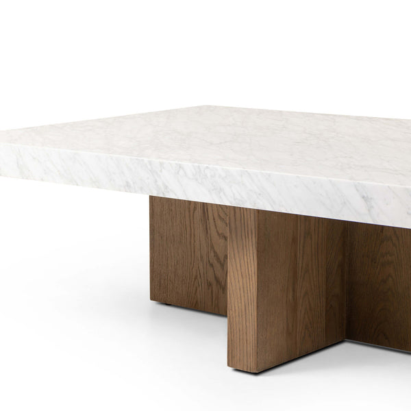 Home Fashion Bellamy Rectangular Coffee Table White Marble By Four Hands
